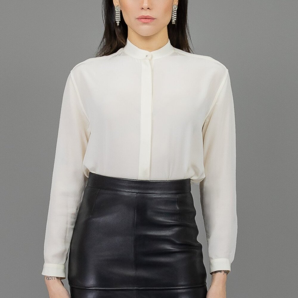 All Saints Silk Long Sleeve Button Down Blouse Size‎ Small Office Work Top